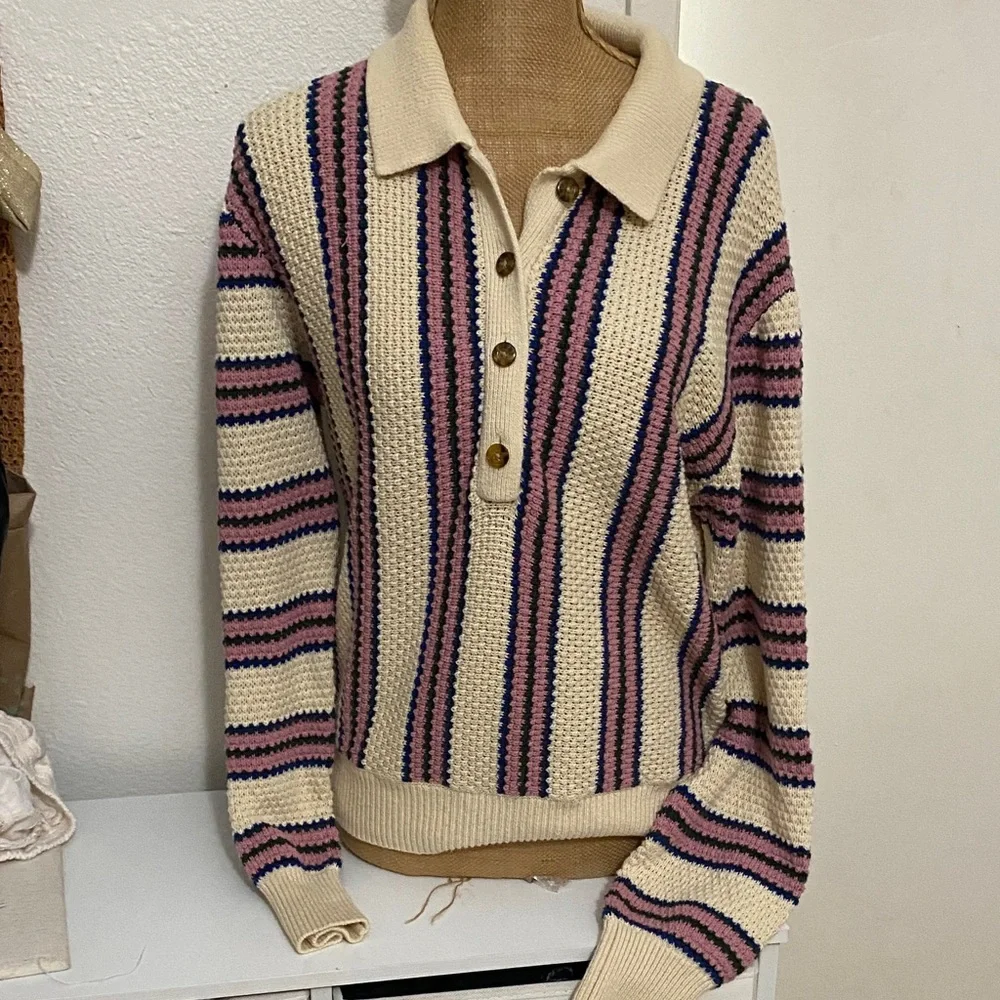 Urban Outfitters Pink and Cream Striped Sweater - Picture 1 of 3